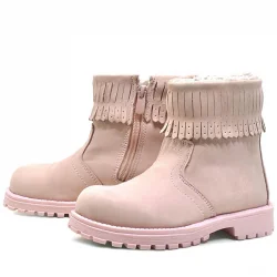 Rakerplus Chiron Hakiki Deri Pembe Fermuarlı Kız Çocuk Bot Çizme