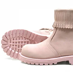 Rakerplus Chiron Hakiki Deri Pembe Fermuarlı Kız Çocuk Bot Çizme