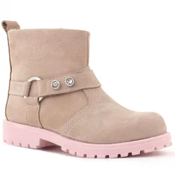 Rakerplus Chiron Hakiki Deri Pembe Fermuarlı Taşlı Kız Çocuk Bot