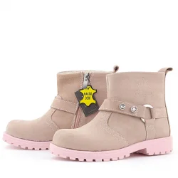 Rakerplus Chiron Hakiki Deri Pembe Fermuarlı Taşlı Kız Çocuk Bot