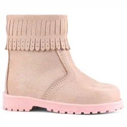 Rakerplus Chiron Hakiki Deri Pembe Simli Fermuarlı Kız Çocuk Bot Çizme