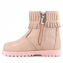 Rakerplus Chiron Hakiki Deri Pembe Simli Fermuarlı Kız Çocuk Bot Çizme