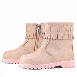 Rakerplus Chiron Hakiki Deri Pembe Simli Fermuarlı Kız Çocuk Bot Çizme