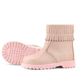 Rakerplus Chiron Hakiki Deri Pembe Simli Fermuarlı Kız Çocuk Bot Çizme