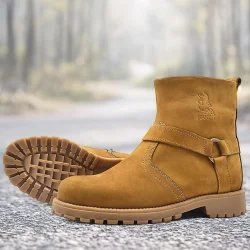 Rakerplus Chiron Hakiki Deri Sarı Fermuarlı Kışlık Bot