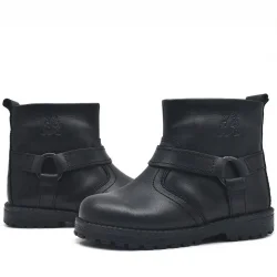 Rakerplus Chiron Hakiki Deri Siyah Fermuarlı Bebek Çizme