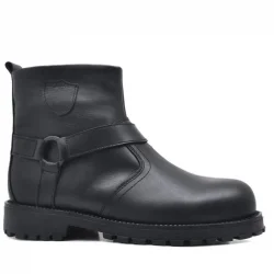 Rakerplus Chiron Hakiki Deri Siyah Fermuarlı Çocuk Çizme Bot