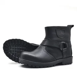 Rakerplus Chiron Hakiki Deri Siyah Fermuarlı Çocuk Çizme Bot