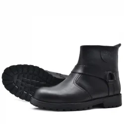 Rakerplus Chiron Hakiki Deri Siyah Fermuarlı Çocuk Çizme Bot