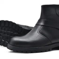 Rakerplus Chiron Hakiki Deri Siyah Fermuarlı Çocuk Çizme Bot