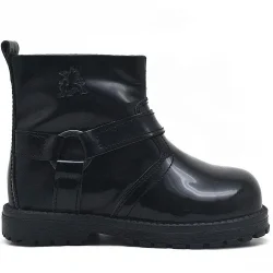 Rakerplus Chiron Hakiki Deri Siyah Rugan Fermuarlı Kız Bebek Bot