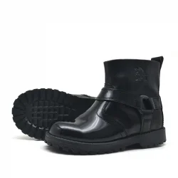 Rakerplus Chiron Hakiki Deri Siyah Rugan Fermuarlı Kız Bebek Bot