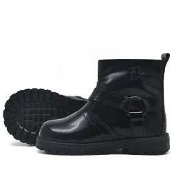 Rakerplus Chiron Hakiki Deri Siyah Rugan Fermuarlı Kız Bebek Bot