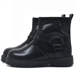 Rakerplus Chiron Hakiki Deri Siyah Rugan Fermuarlı Kız Bebek Bot