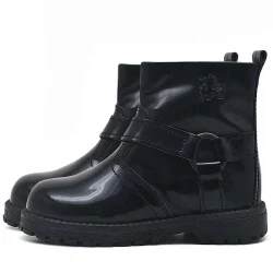 Rakerplus Chiron Hakiki Deri Siyah Rugan Fermuarlı Kız Bebek Bot