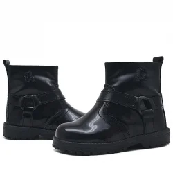 Rakerplus Chiron Hakiki Deri Siyah Rugan Fermuarlı Kız Bebek Bot