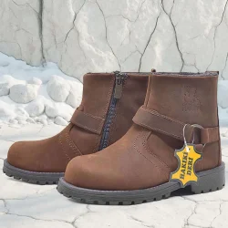 Rakerplus Chiron Hakiki Deri Tarçın Rengi Fermuarlı Çocuk Çizme