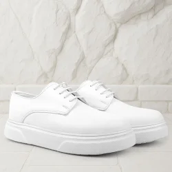 Rakerplus Derby Beyaz Cilt Yüksek Taban Çocuk Klasik Ayakkabı