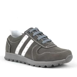 Rakerplus Deri Gri Fermuarlı Spor Ayakkabı Sneaker