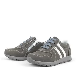Rakerplus Deri Gri Fermuarlı Spor Ayakkabı Sneaker