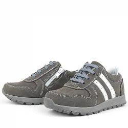 Rakerplus Deri Gri Fermuarlı Spor Ayakkabı Sneaker