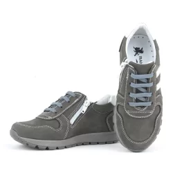 Rakerplus Deri Gri Fermuarlı Spor Ayakkabı Sneaker