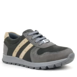 Rakerplus Deri Gri Kum Rengi Fermuarlı Sneaker Spor Ayakkabı