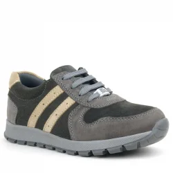 Rakerplus Deri Gri Kum Rengi Fermuarlı Sneaker Spor Ayakkabı