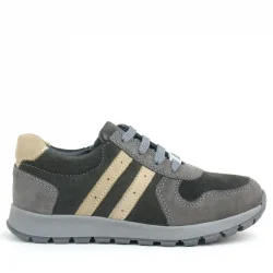 Rakerplus Deri Gri Kum Rengi Fermuarlı Sneaker Spor Ayakkabı