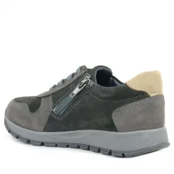 Rakerplus Deri Gri Kum Rengi Fermuarlı Sneaker Spor Ayakkabı