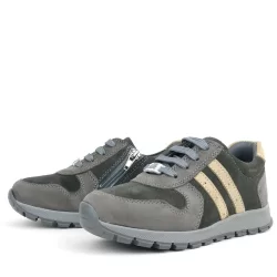 Rakerplus Deri Gri Kum Rengi Fermuarlı Sneaker Spor Ayakkabı
