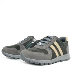 Rakerplus Deri Gri Kum Rengi Fermuarlı Sneaker Spor Ayakkabı