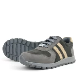 Rakerplus Deri Gri Kum Rengi Fermuarlı Sneaker Spor Ayakkabı