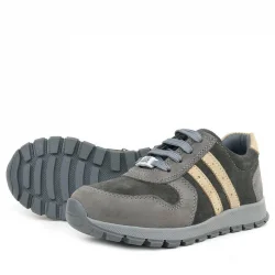 Rakerplus Deri Gri Kum Rengi Fermuarlı Sneaker Spor Ayakkabı