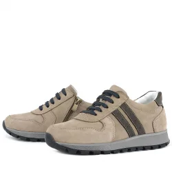 Rakerplus Deri Kum Rengi Fermuarlı Spor Ayakkabı Sneaker