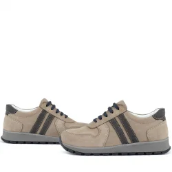 Rakerplus Deri Kum Rengi Fermuarlı Spor Ayakkabı Sneaker