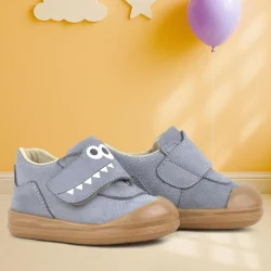 Rakerplus Dino Hakiki Deri Gri Yüksek Bilekli Bebek Ayakkabı