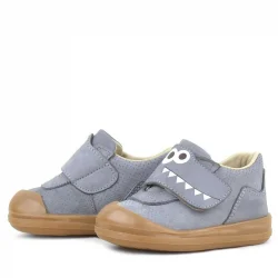 Rakerplus Dino Hakiki Deri Gri Yüksek Bilekli Bebek Ayakkabı