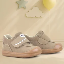 Rakerplus Dino Hakiki Deri Kum Rengi Yüksek Bilekli Bebek Ayakkabı