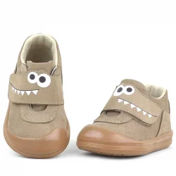 Rakerplus Dino Hakiki Deri Kum Rengi Yüksek Bilekli Bebek Ayakkabı