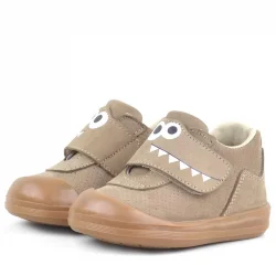 Rakerplus Dino Hakiki Deri Kum Rengi Yüksek Bilekli Bebek Ayakkabı