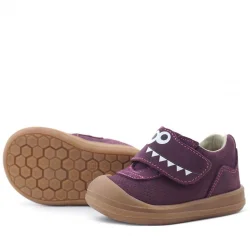 Rakerplus Dino Hakiki Deri Mor Kahverengi Yüksek Bilekli Bebek Ayakkabı