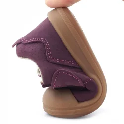 Rakerplus Dino Hakiki Deri Mor Kahverengi Yüksek Bilekli Bebek Ayakkabı