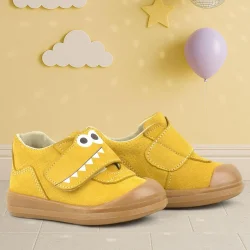 Rakerplus Dino Hakiki Deri Sarı Yüksek Bilekli Bebek Ayakkabı