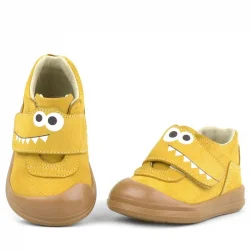 Rakerplus Dino Hakiki Deri Sarı Yüksek Bilekli Bebek Ayakkabı