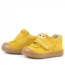 Rakerplus Dino Hakiki Deri Sarı Yüksek Bilekli Bebek Ayakkabı