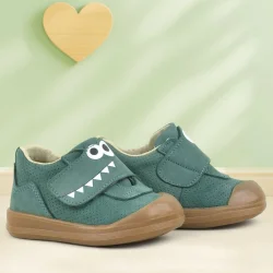 Rakerplus Dino Hakiki Deri Yeşil Yüksek Bilekli Bebek Ayakkabı