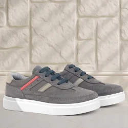 Rakerplus Gri Hakiki Deri Bağcıklı Erkek Çocuk Sneaker Ayakkabı