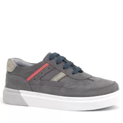 Rakerplus Gri Hakiki Deri Bağcıklı Erkek Çocuk Sneaker Ayakkabı