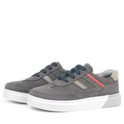 Rakerplus Gri Hakiki Deri Bağcıklı Erkek Çocuk Sneaker Ayakkabı